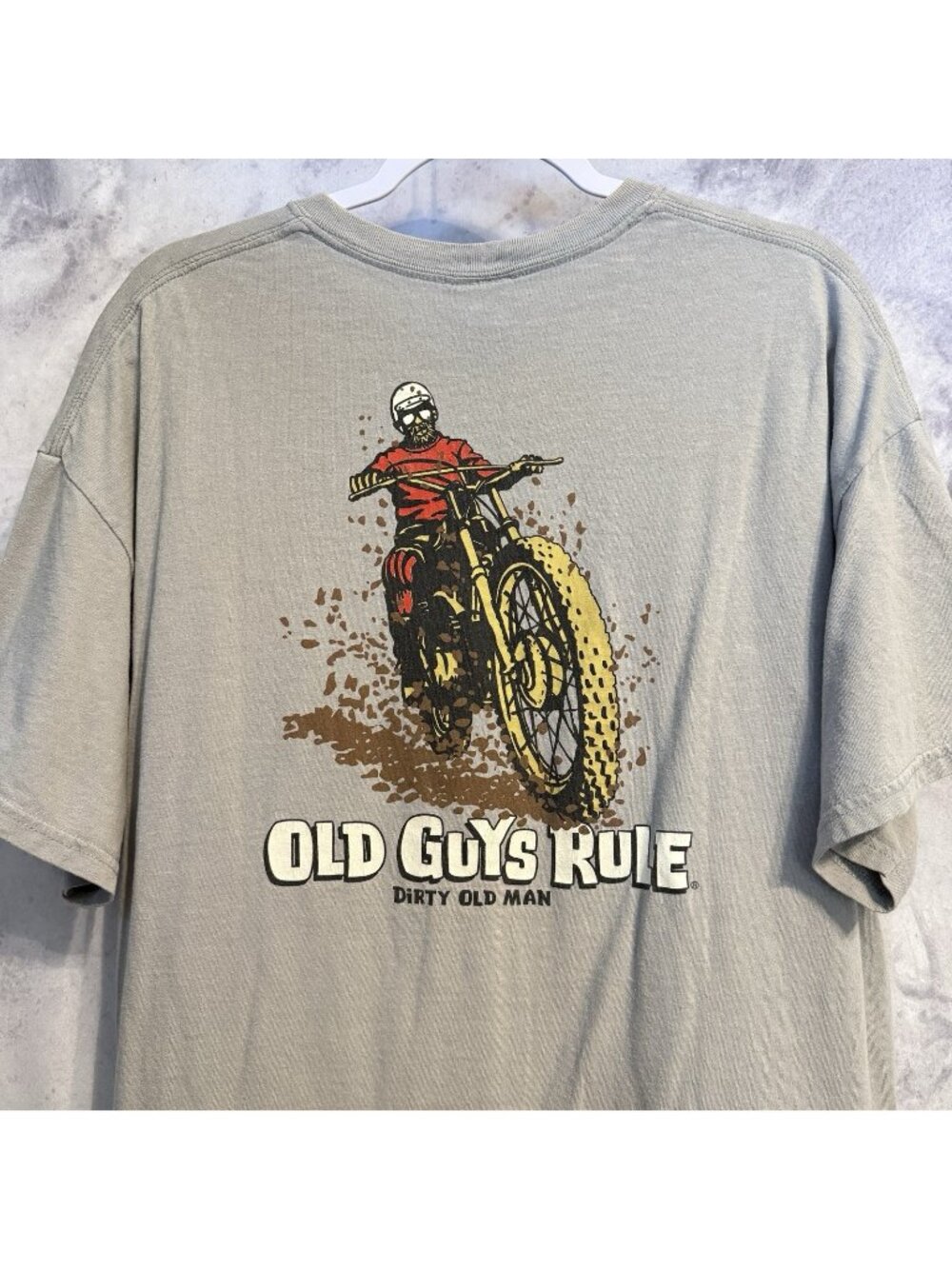 Vintage Old Guys Rule Dirty Old Man Dirtbike T Shirt Short Sleeve Size XL